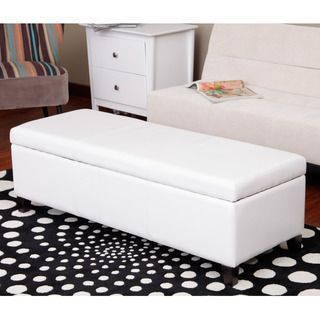 Warehouse of Tiffany Sharon Faux Leather Storage Bench in Whtie