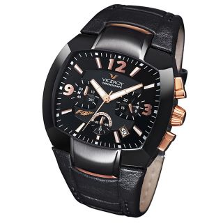 Viceroy Spain Mens Falonso Black Case Chronograph Date Leather Watch