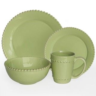 American Atelier Bianca Beaded Verde 16 pc Dinnerware Set
