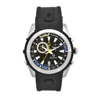 Bulova Mens 65B116 Black Rubber Black Dial Yachting Watch Watches