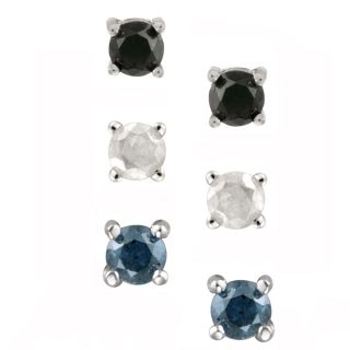 DB Designs Sterling Silver 1/8ct TDW Black Diamond Circle Earrings