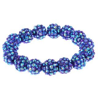 Blue Aurora Borealis Acrylic Crystal Stretch Bracelet