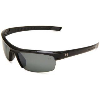 Under Armour UA Stride Rectangle Sunglasses,Shiny Black Frame/Gray