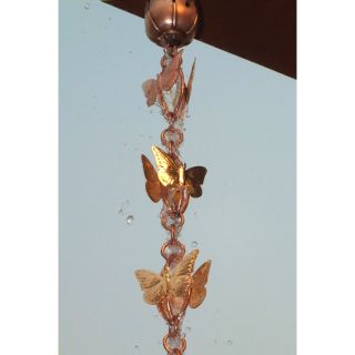 Cascading Butterfly Pure Copper 8.5 foot Rain Chain with Triangular