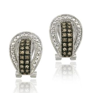 DB Designs Sterling Silver 1/3ct TDW Brown Diamond Buckle Earrings