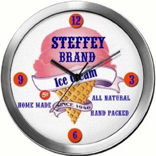 STEFFEY 14 Inch Ice Cream Metal Clock Quartz Movement