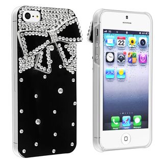 BasAcc Black with Diamond Ribbon Snap on Case for Apple iPhone 5