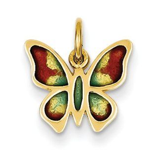 14k Enameled Butterfly Charm Jewelry