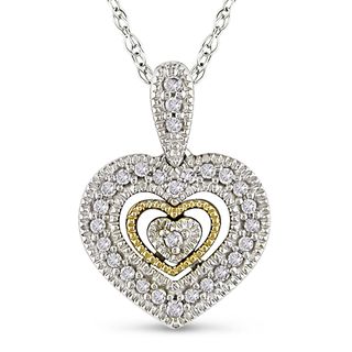 Miadora 10k Two tone Gold 1/10ct TDW Diamond Heart Necklace
