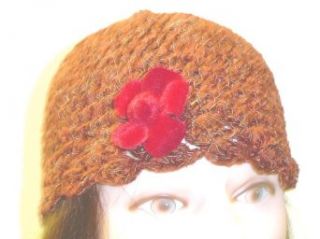 Cp121br, Hand Crocheted Brown Color Chenille Gimp Skull