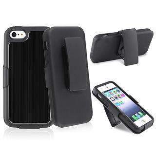 BasAcc Black Brushed Aluminum Holster with Stand for Apple iPhone 5