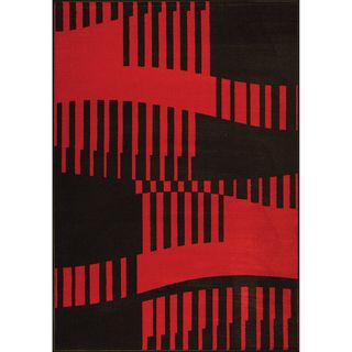 Urban Abstract Woven Red Rug (5 x 7)