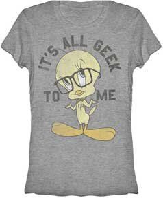 Tweety Bird Geek Womens Grey Junior T shirt XL Clothing