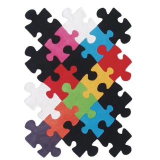 Hand carved Alexa Kids Jigsaw Puzzle Playful Multi Wool Rug (5 x 8