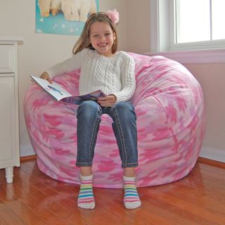 Ahh Products Pink Fleece Camouflage Washable Bean Bag Chair