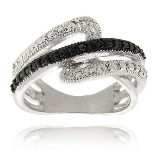 Sterling Silver Black Diamond Accent Swirl Ring