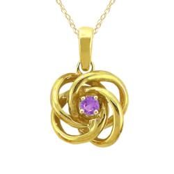 10k Gold February Birthstone Amethyst Love Knot Necklace