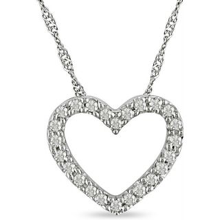 Miadora 14k White Gold Diamond Heart Necklace and Gift Box Today $149