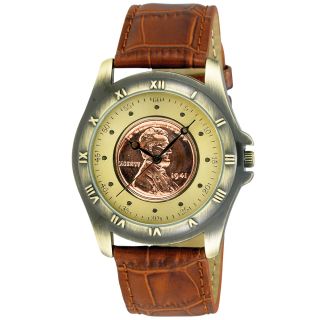 August Steiner Mens Wheat Penny Antique Gold Coin Watch
