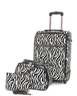 Ladies 3 Piece Zebra Print Rolling Luggage & Carry On Set