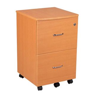 Rolling Two Drawer Filing Cabinet with Key Lock