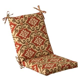 Pillow Perfect Outdoor Red/ Tan Damask Square Chair Cushion