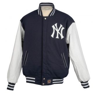 JH Designs Mens New York Yankees Reversible Wool Varsity Jacket