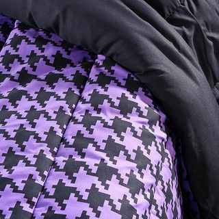 Purple/ Black Houndstooth Full/ Queen size Comforter Set
