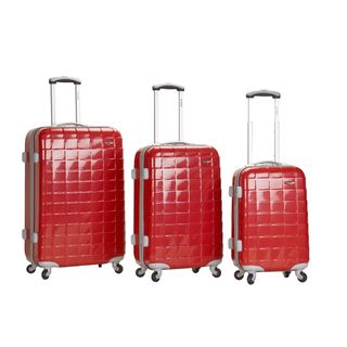 Rockland Elite Designer Red 3 piece Hardside Spinner Luggage Set