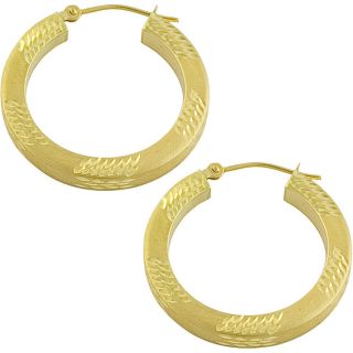 14k Yellow Gold 26mm Matte Finish Hoop Earrings