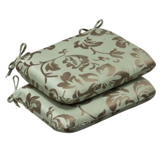 Pillow Perfect Outdoor Brown/ Green Floral Seat Cushions with