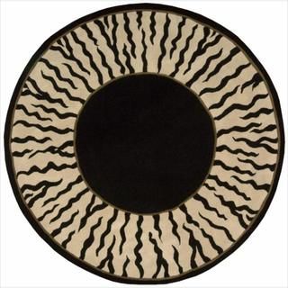 Hand tufted Dimensions Animal Print Black Wool Rug (59 Round