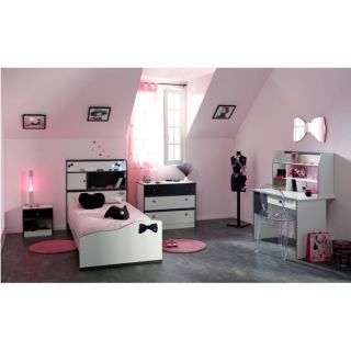 PRETTY Chambre complète 90x190 Blanc/Noir   Achat / Vente CHAMBRE