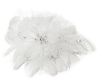 Wedding Feather Hair Clip, Silver & Crystal 136IV