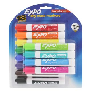 Expo Assorted Low Odor Chisel Dry Erase Whiteboard Markers (Pack of 12