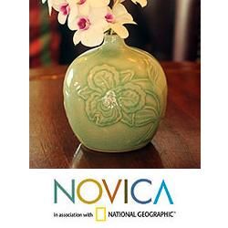 Ceramic Thai Orchid Celadon Vase (Thailand) Today $54.99