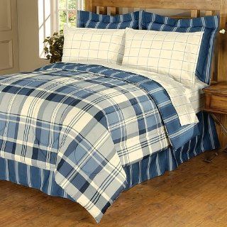 The Big One Jackson Full 8 Piece Bed in Bag Set Blue Plaid