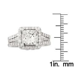 14k White Gold 3 1/4ct TDW Princess cut Diamond Engagement Ring (F G