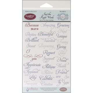 JustRite Stampers Clear Stamp Set Just The Right Words 32pc