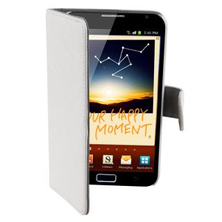 White Leather Case with Stand for Samsung Galaxy Note N7000