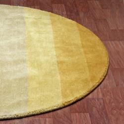 Hand tufted Yellow Stripe Wool Rug (6 Round)