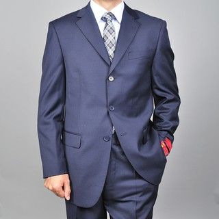Mantoni Red Labeled Mens Navy 3 button Wool Suit