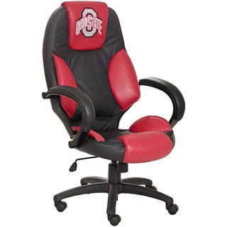 Officially Licensed NCAA Logo Red and black Leather Office Chair