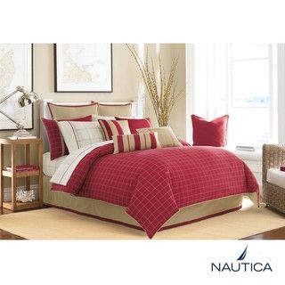 Nautica Brayton Point Red Full size 8 piece Bed in a Bag with Sheet