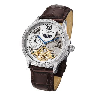 Stuhrling Original Mens DT Bridge Automatic Leather Strap Watch Today