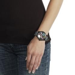 Geneva Platinum Womens Rhinestone accented Silicone Strap Watch