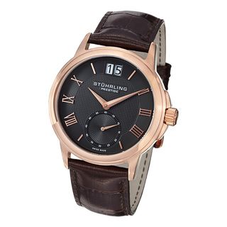 Stuhrling Prestige Mens Noble Swiss Quartz Leather Strap Watch