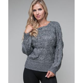 Stanzino Womens Grey Vertical Knit Mohair Sweater