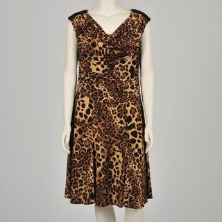 Marina Womens Plus Size Leopard Printed Jersey Dress
