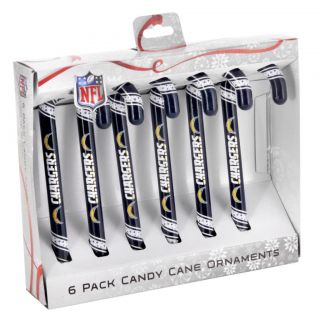 San Diego Chargers Plastic Candy Cane Ornament Set
